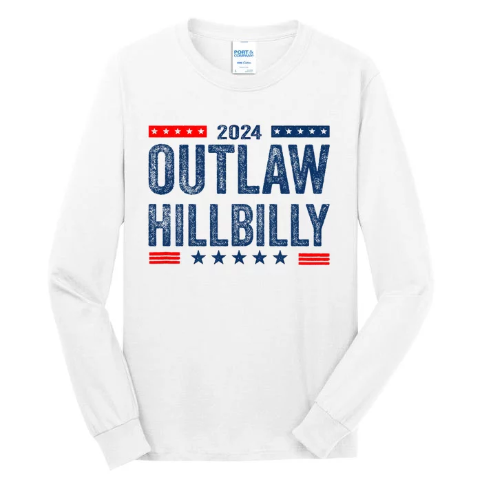 Trump Vance 2024 Outlaw Hillbilly Us Flag Vintage Tall Long Sleeve T-Shirt