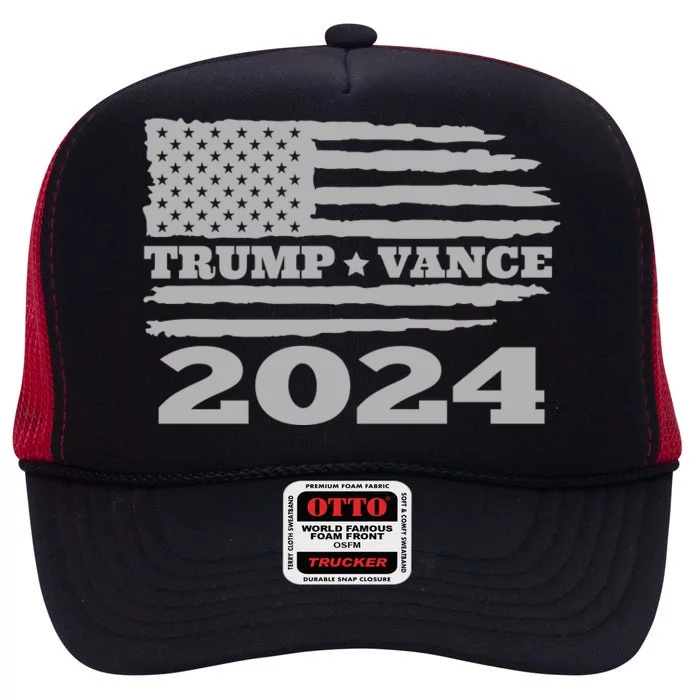 Trump Vance 2024 Gray Style High Crown Mesh Trucker Hat