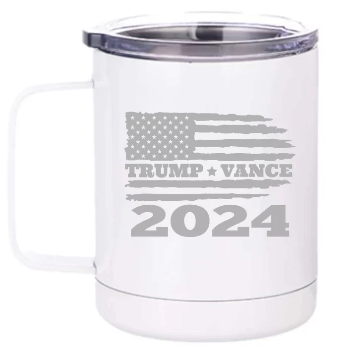 Trump Vance 2024 Gray Style Front & Back 12oz Stainless Steel Tumbler Cup