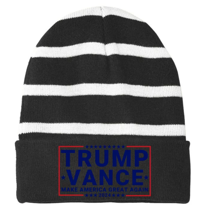 Trump Vance 2024 Republican Vp Presidential Election Trumpvance 2024 Trump 2024 Striped Beanie with Solid Band