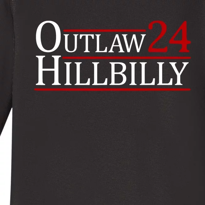 Trump Vance 2024 Funny Outlaw Hillbilly Baby Long Sleeve Bodysuit