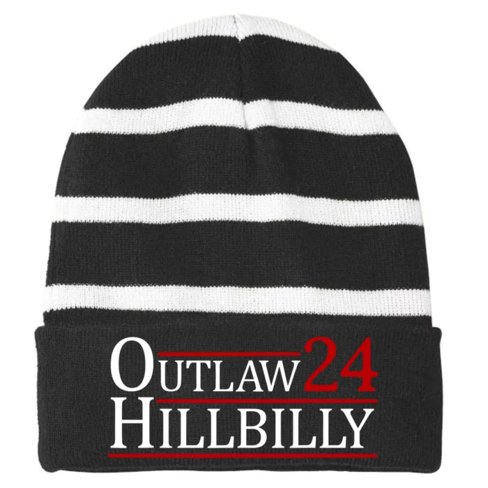 Trump Vance 2024 Funny Outlaw Hillbilly Striped Beanie with Solid Band