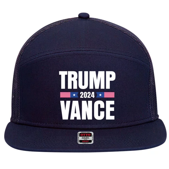 Trump Vance 2024 7 Panel Mesh Trucker Snapback Hat