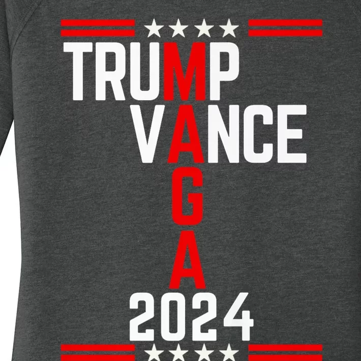 Trump Vance 2024 Retro Stripe Trump Jd Vance Maga Women's Perfect Tri Tunic Long Sleeve Shirt