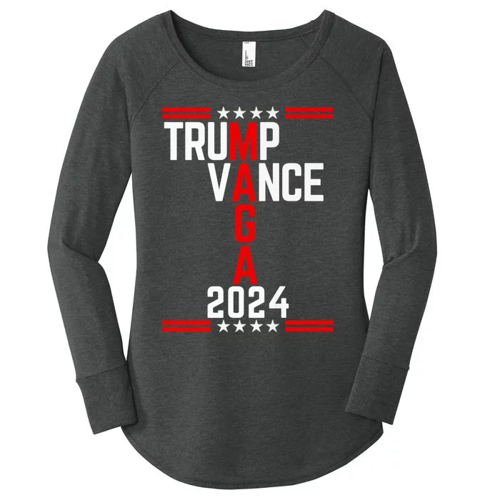 Trump Vance 2024 Retro Stripe Trump Jd Vance Maga Women's Perfect Tri Tunic Long Sleeve Shirt