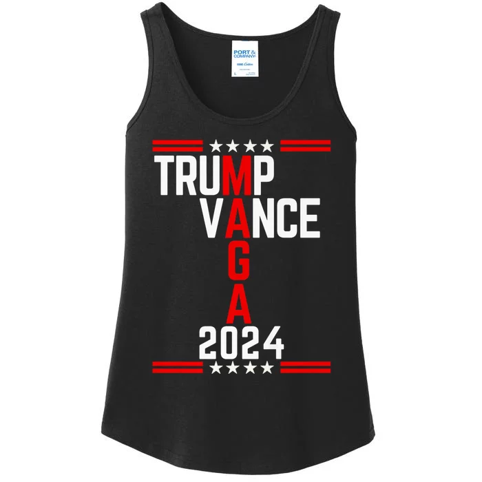 Trump Vance 2024 Retro Stripe Trump Jd Vance Maga Ladies Essential Tank