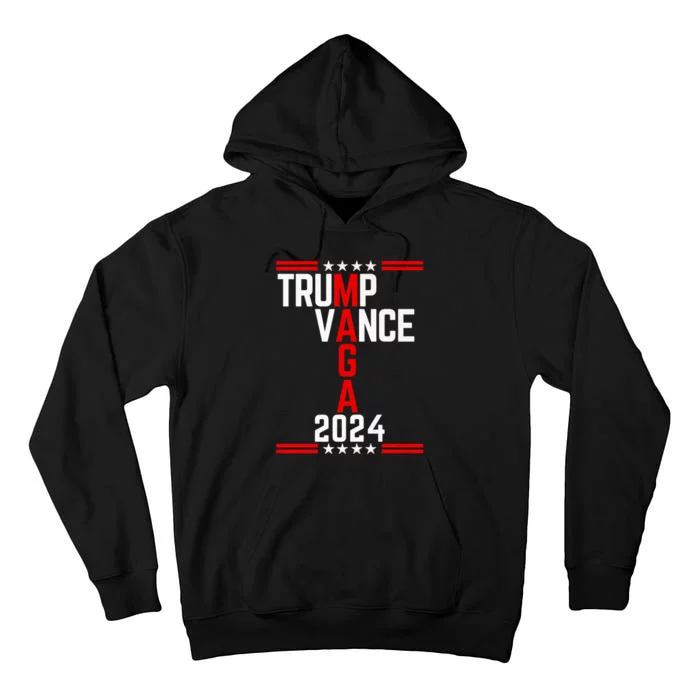 Trump Vance 2024 Retro Stripe Trump Jd Vance Maga Tall Hoodie