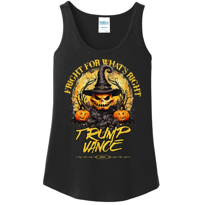 Trump Vance 2024 Fight Halloween Democracy Quote Ladies Essential Tank