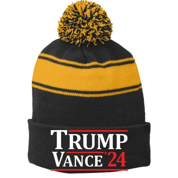 Trump Vance 24 Trump 2024 Stripe Pom Pom Beanie