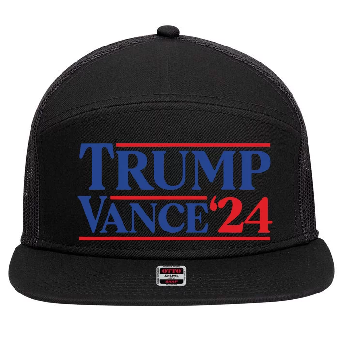 Trump Vance 2024 Donald Trump Jd Vance For President 7 Panel Mesh Trucker Snapback Hat