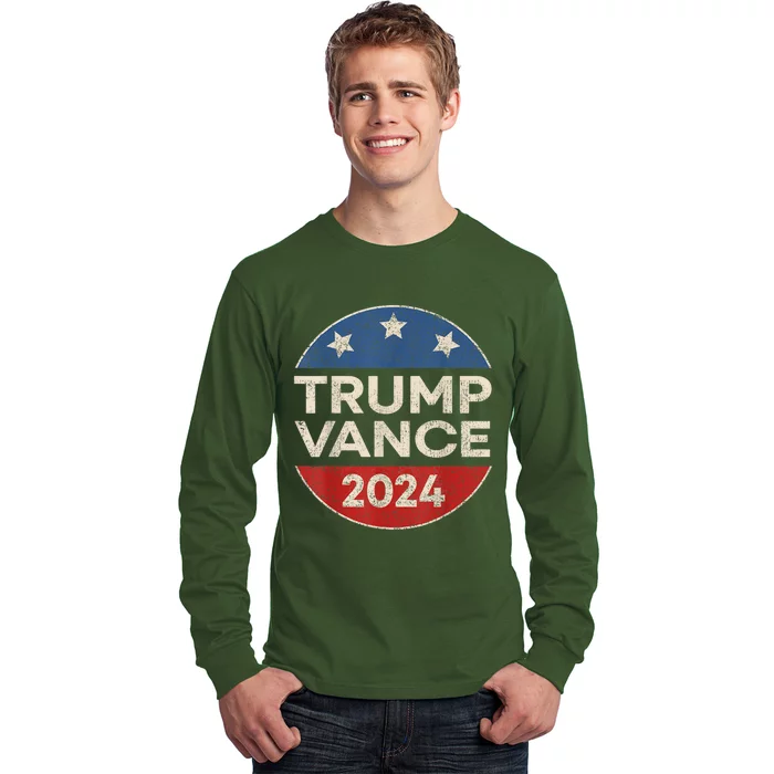 Trump Vance 2024 Retro Button Vice President Vp Election Long Sleeve Shirt