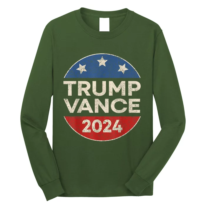 Trump Vance 2024 Retro Button Vice President Vp Election Long Sleeve Shirt