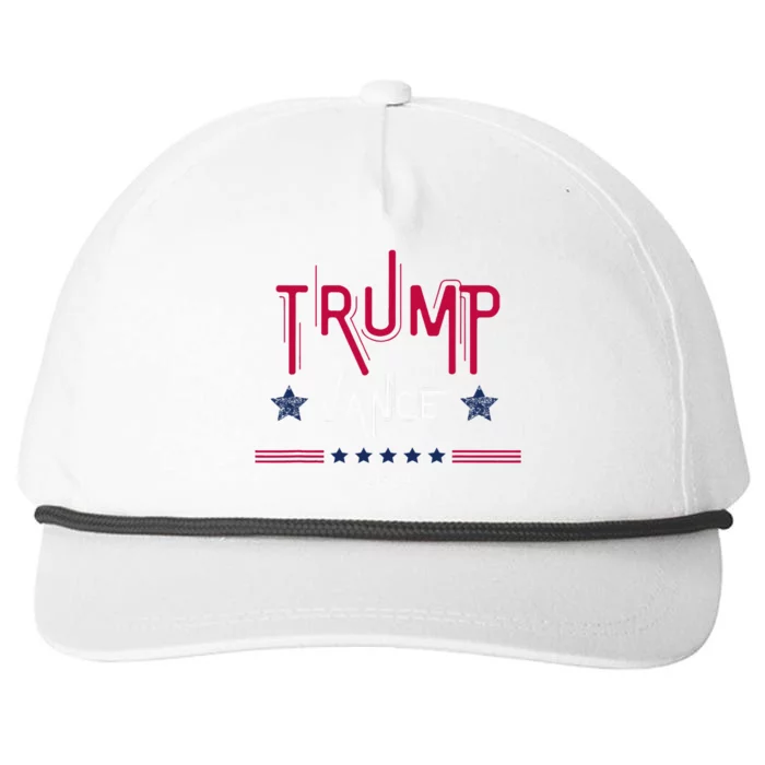 Trump Vance 2024 Vintage Star And Stirps American Flag Maga Snapback Five-Panel Rope Hat