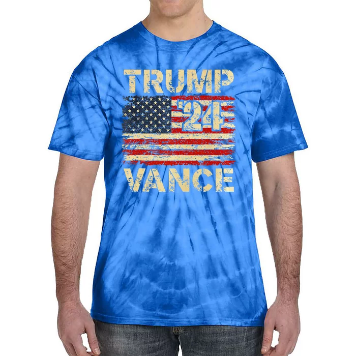 Trump Vance 24 American Flag Tie-Dye T-Shirt