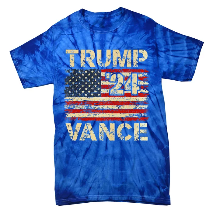 Trump Vance 24 American Flag Tie-Dye T-Shirt