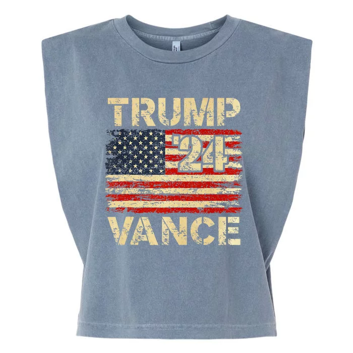 Trump Vance 24 American Flag Garment-Dyed Women's Muscle Tee