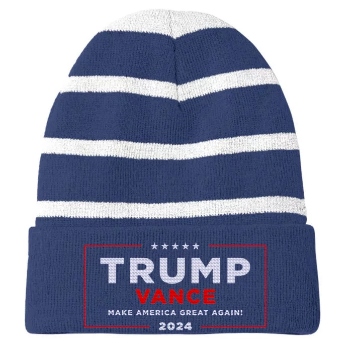 Trump Vance 2024 Brick Texture Striped Beanie with Solid Band