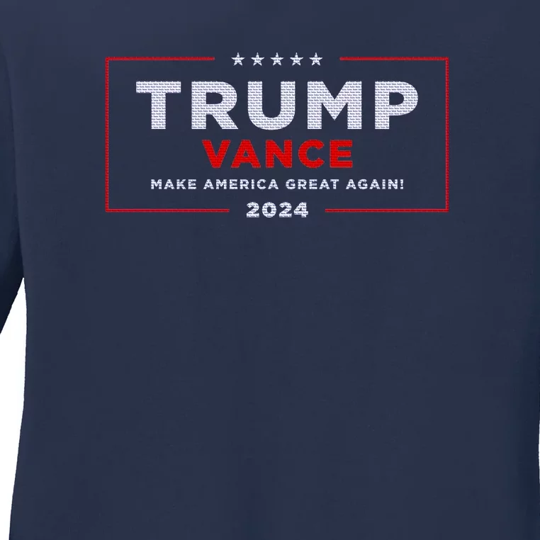 Trump Vance 2024 Brick Texture Ladies Long Sleeve Shirt