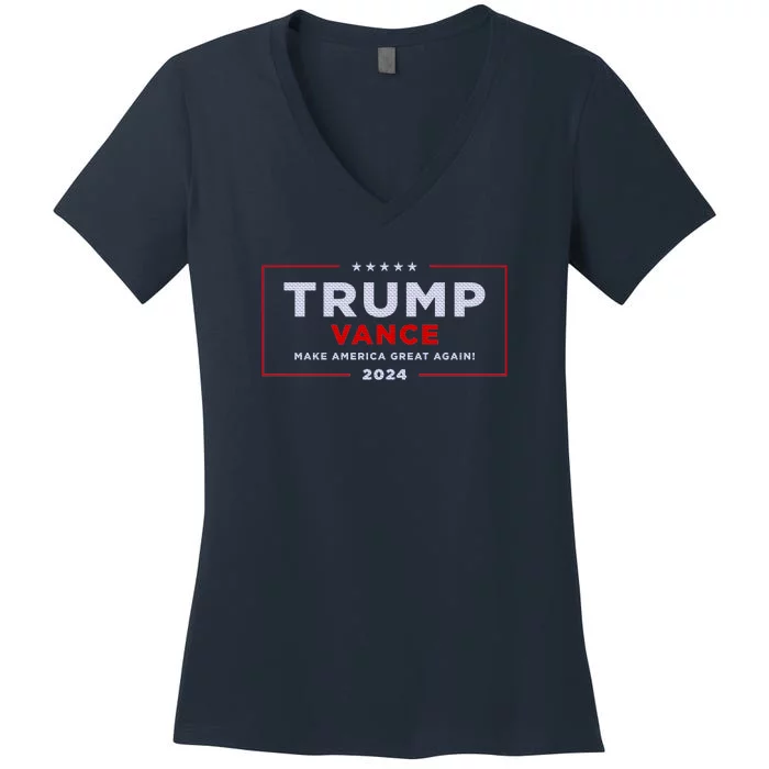 Trump Vance 2024 Brick Texture Women's V-Neck T-Shirt