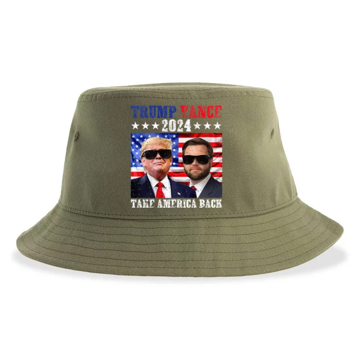 Trump Vance 2024 Take America Back American Flag Sustainable Bucket Hat