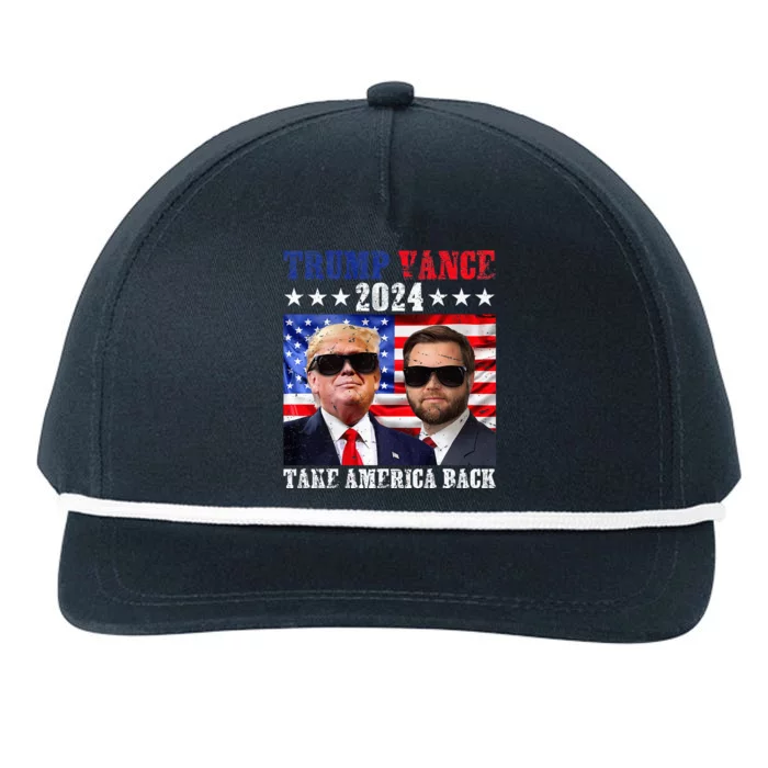 Trump Vance 2024 Take America Back American Flag Snapback Five-Panel Rope Hat