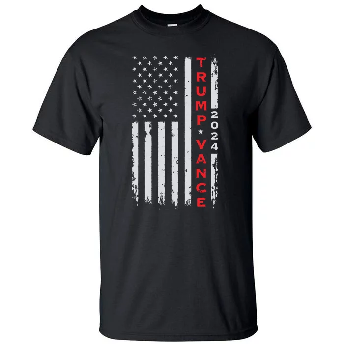 Trump Vance 2024 Vintage Subdued Vertical Flag Tall T-Shirt