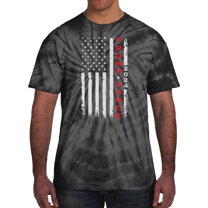 Trump Vance 2024 Vintage Subdued Vertical Flag Tie-Dye T-Shirt