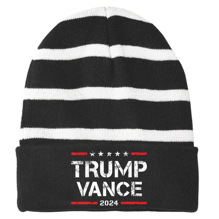 Trump Vance 2024 Vintage Striped Beanie with Solid Band