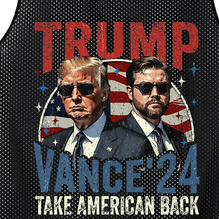 Trump Vance 2024 Donald Trump J.D. Vance Take America Mesh Reversible Basketball Jersey Tank