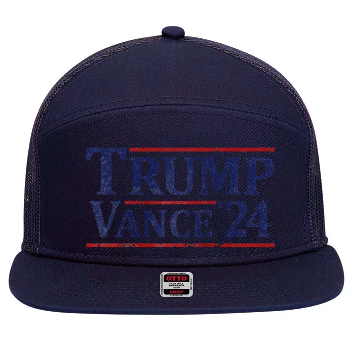 Trump Vance 24 Vintage 2024 Raglan Baseball 7 Panel Mesh Trucker Snapback Hat