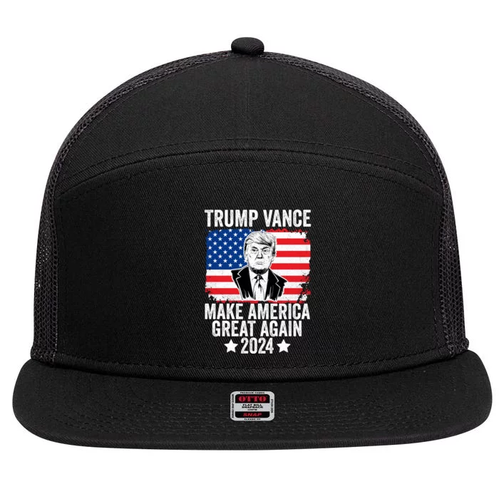 Trump Vance 2024 Make America Great Again Trump 2024 7 Panel Mesh Trucker Snapback Hat