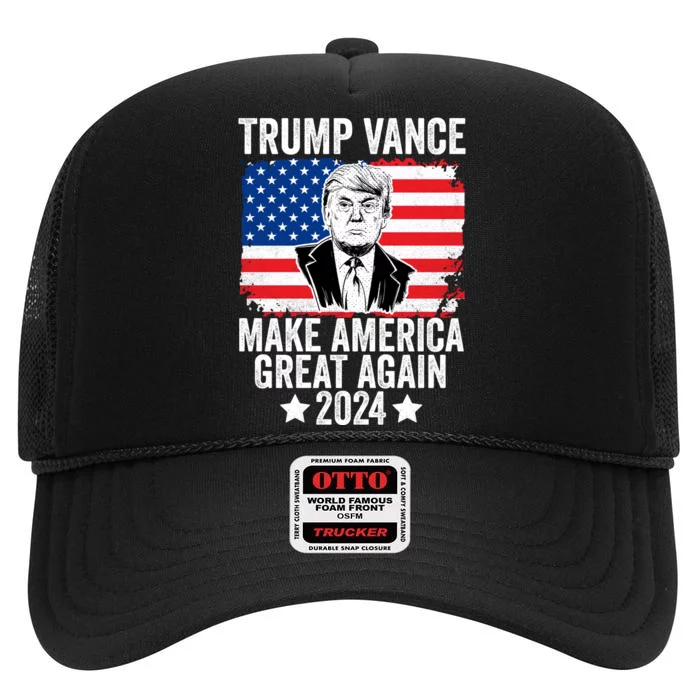 Trump Vance 2024 Make America Great Again Trump 2024 High Crown Mesh Trucker Hat