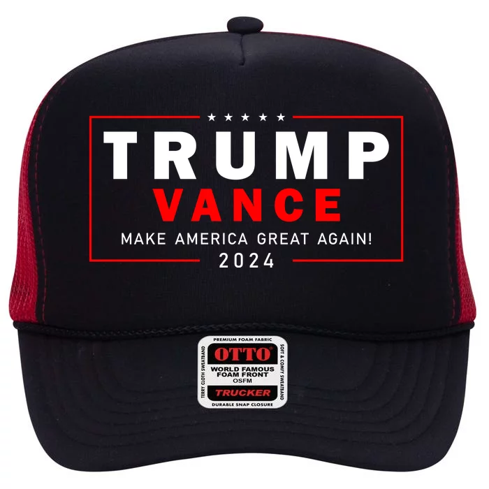 Trump Vance 2024 Make America Great Again Maga President High Crown Mesh Trucker Hat