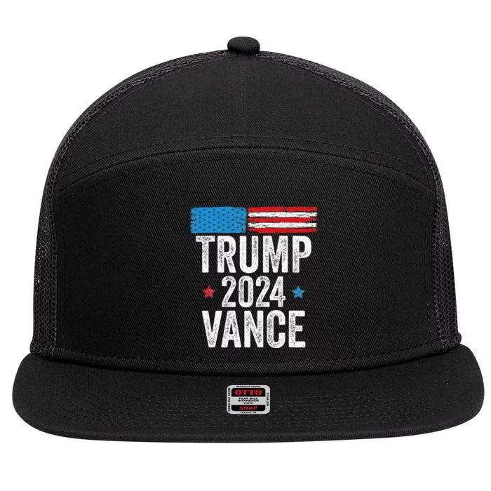 Trump Vance 2024 Donald Trump Jd Vance 2024 Pro Trump 2024 7 Panel Mesh Trucker Snapback Hat