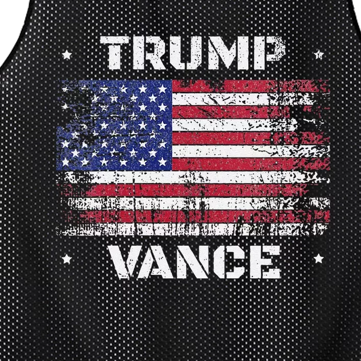 Trump Vance 2024 Distressed Us Flag Election President 2024 Mesh Reversible Basketball Jersey Tank