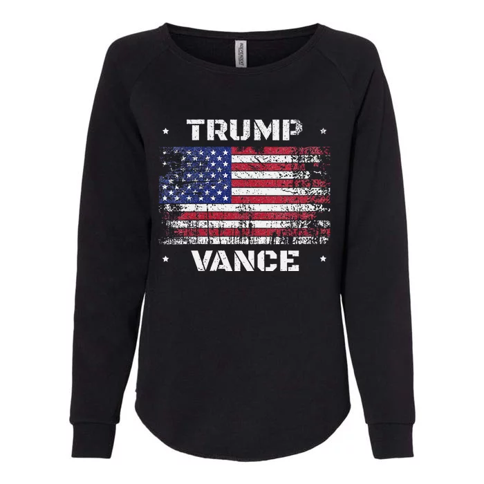 Trump Vance 2024 Distressed Us Flag Election President 2024 Womens California Wash Sweatshirt