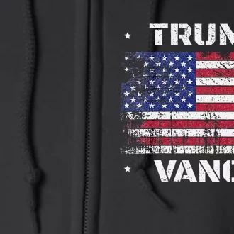 Trump Vance 2024 Distressed Us Flag Election President 2024 Full Zip Hoodie