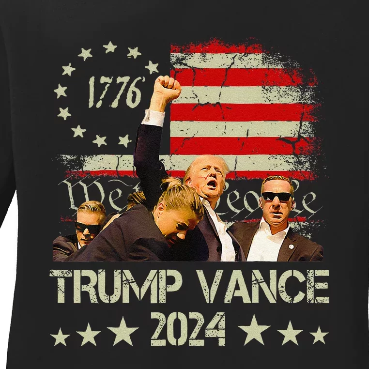 Trump Vance 2024 President Trump Supporter Reelection Ladies Long Sleeve Shirt