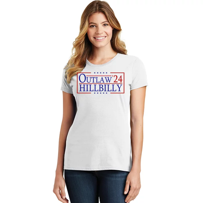 Trump Vance 24 Outlaw Hillbilly Us Flag Vintage Women's T-Shirt