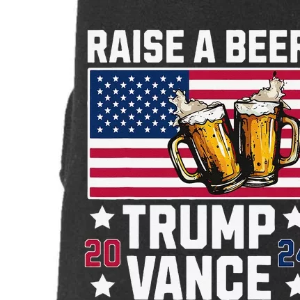 Trump Vance 2024 Raise A Beer American Flag Patriotic Doggie 3-End Fleece Hoodie