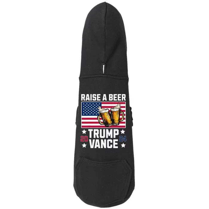 Trump Vance 2024 Raise A Beer American Flag Patriotic Doggie 3-End Fleece Hoodie