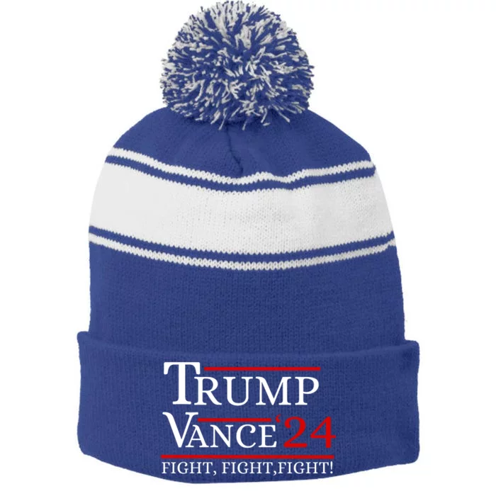 Trump Vance 24 Trump Fight Stripe Pom Pom Beanie