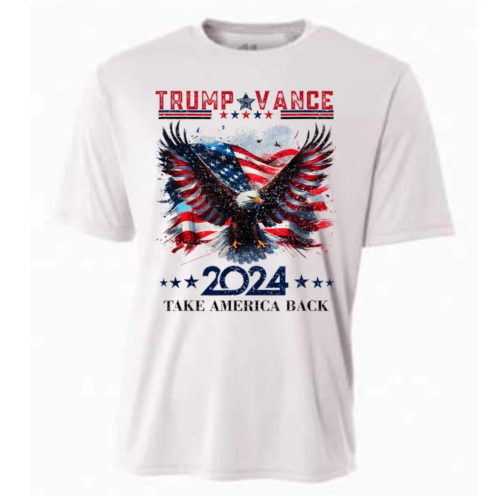 Trump Vance 2024 Take America Back Eagle Flag Cooling Performance Crew T-Shirt