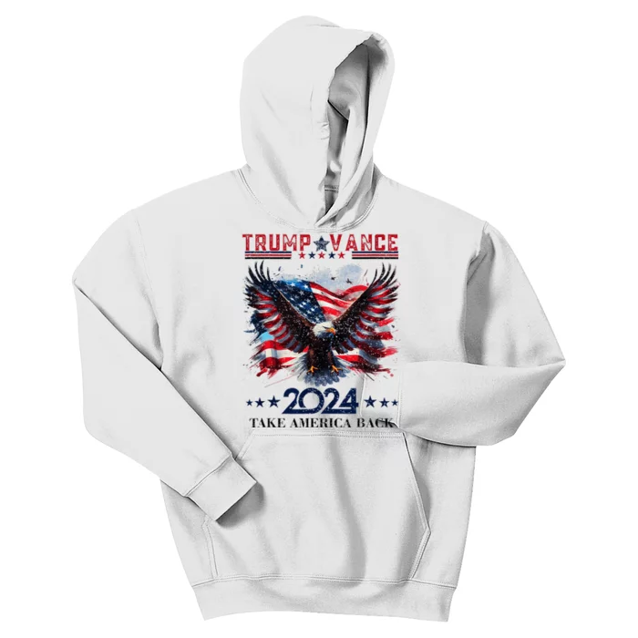 Trump Vance 2024 Take America Back Eagle Flag Kids Hoodie