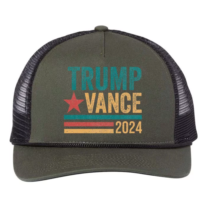 Trump Vance 2024 Retro Stripe Trump Jd Vance Retro Rope Trucker Hat Cap