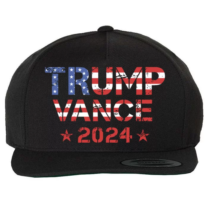 Trump Vance 2024 Vintage Patriotic Wool Snapback Cap