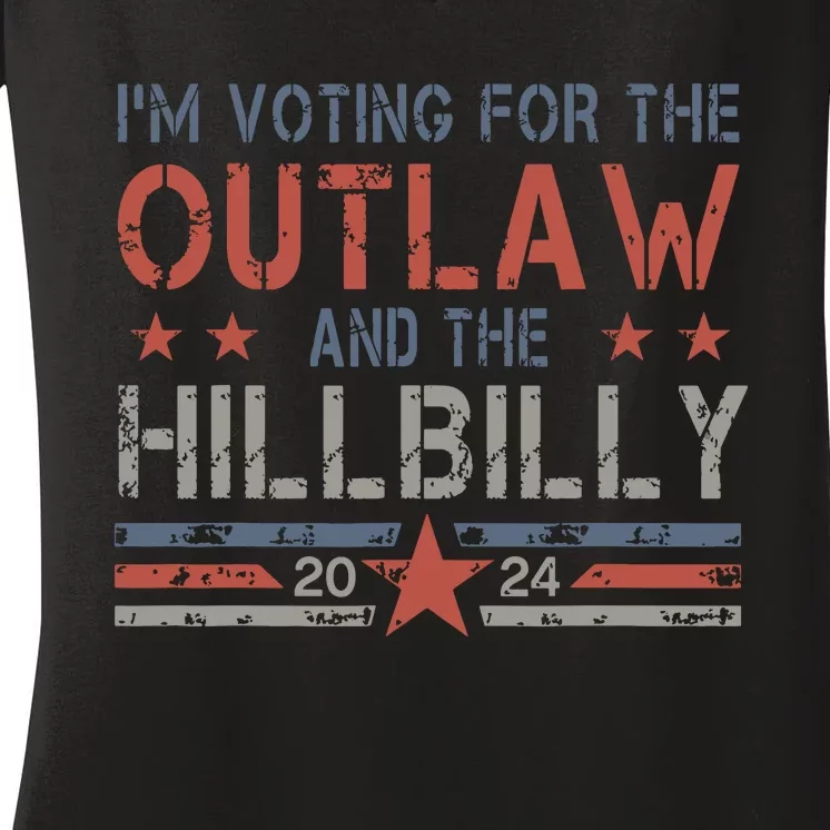 Trump Vance 2024 Donald Trump Jd Vance Outlaw Hillbilly Women's V-Neck T-Shirt