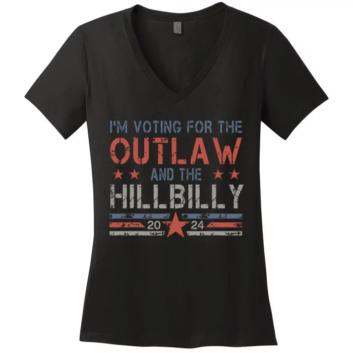 Trump Vance 2024 Donald Trump Jd Vance Outlaw Hillbilly Women's V-Neck T-Shirt