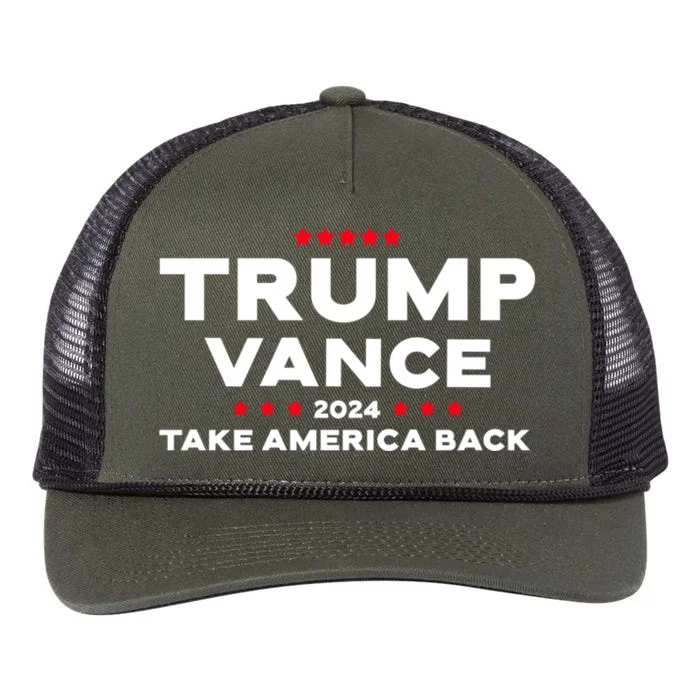 Trump Vance 2024 President Trump Supporter Re Election Retro Rope Trucker Hat Cap