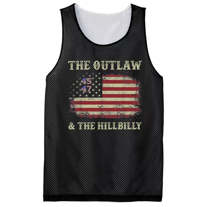 Trump Vance 2024 Donald Trump J.D. Vance Outlaw & Hillbilly Mesh Reversible Basketball Jersey Tank